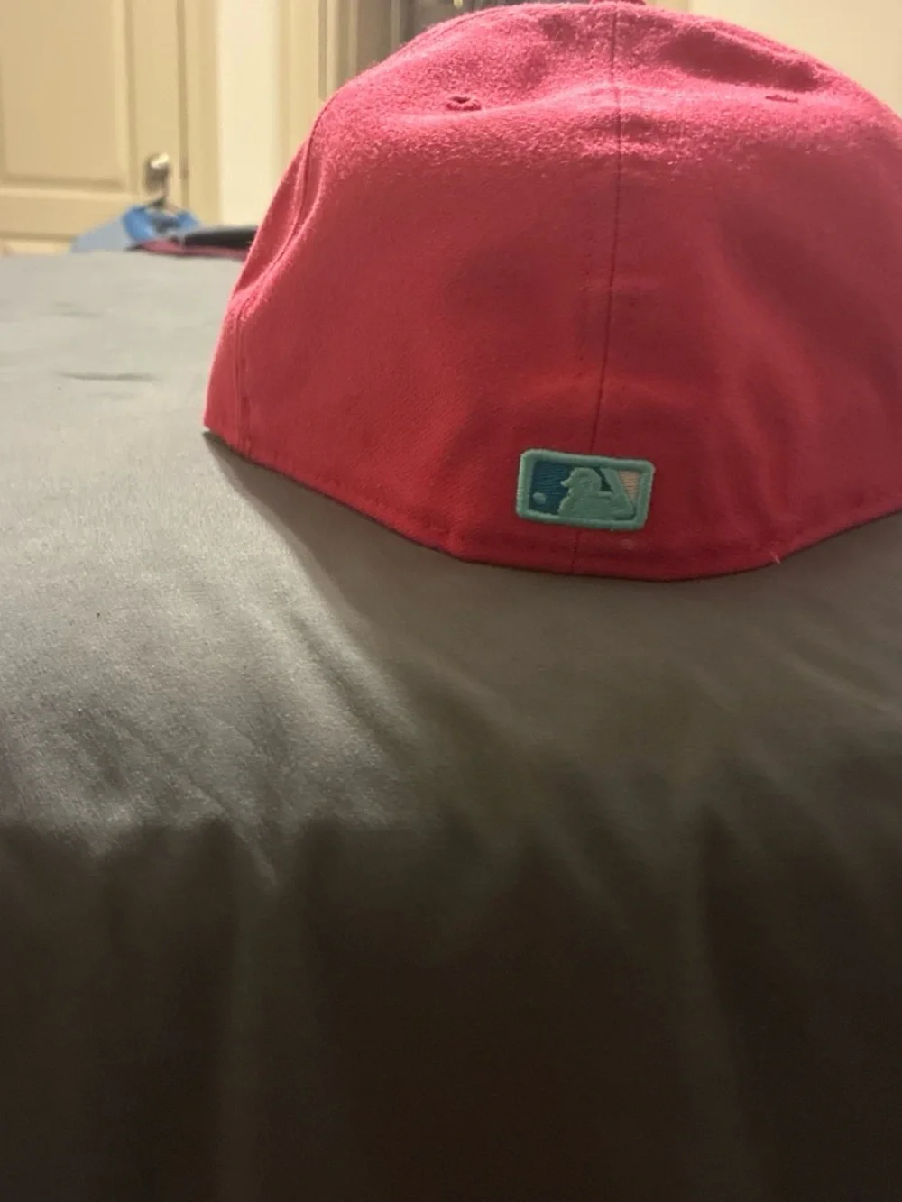 MLB Hot Pink Fitted Cap with Teal Logo Patch